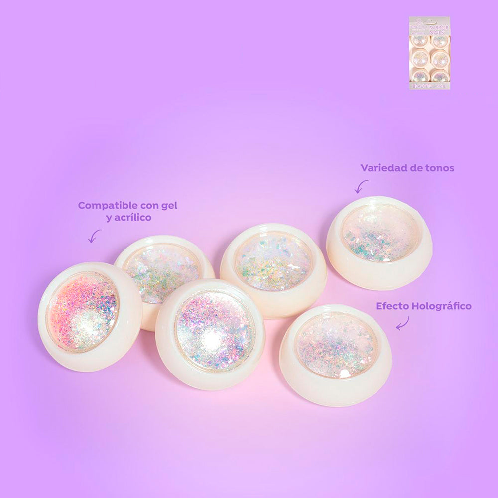 Set de efecto espejo glitter