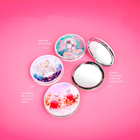Espejo plegable perfum glitter