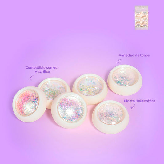 Set de efecto espejo glitter
