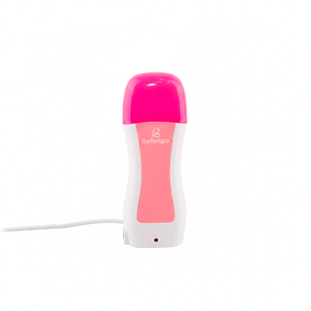 Calentador de cera en barra Bellespa color rosado con tapa fucsia diseño compacto y portátil
