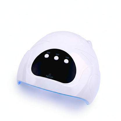 Lámpara UV LED para uñas Bellespa Cosmetics diseño osito variante Blanco con luz LED azul en la base y panel táctil negro con botones de temporizador