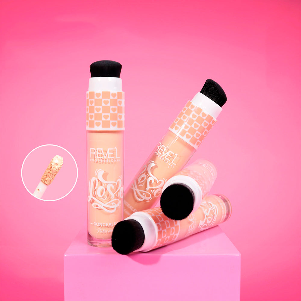 Corrector líquido Love Reve'l Professional con brocha difuminadora integrada en tono beige
