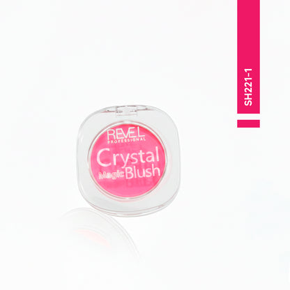 Crystal Magic Blush Rubor en Crema Reve'l SH221-1 tono rosa fucsia empaque compacto transparente vista frontal