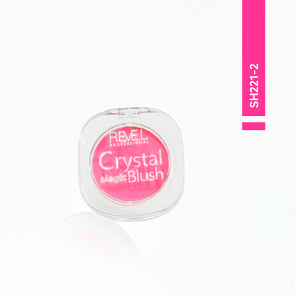 Crystal Magic Blush Rubor en Crema Reve'l SH221-2 tono rosa fucsia empaque compacto transparente vista frontal