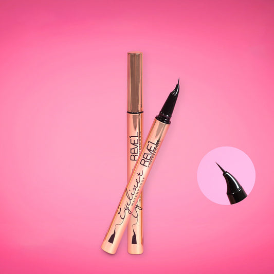 Delineador líquido waterproof punta fina tipo pluma Reve'l Professional edición gold rose, trazos precisos y larga duración