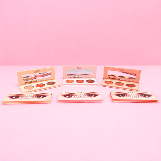 Paleta de cejas Brow Pure Mineral Reve'l 3 colores alta pigmentación fórmula mineral múltiples variantes con espejo integrado