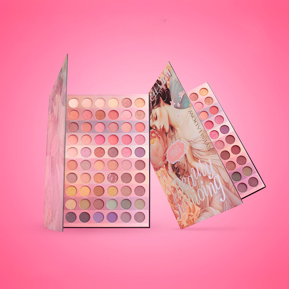 Paleta de sombras Beauty Blooming 120 colores con acabados matte, satinado y glitter en tonos pastel y tierra – Reve'l Collection