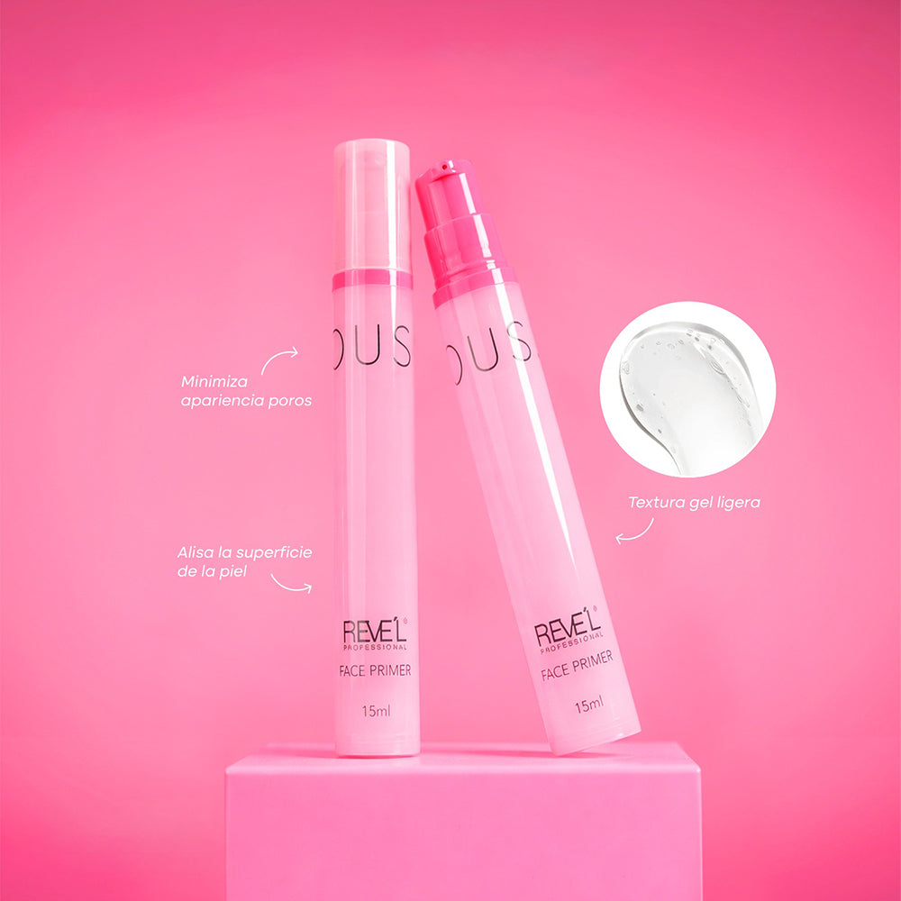 Primer facial Face Primer Mousse 15ml Reve'l Professional, minimiza poros y alisa la superficie de la piel para un maquillaje uniforme