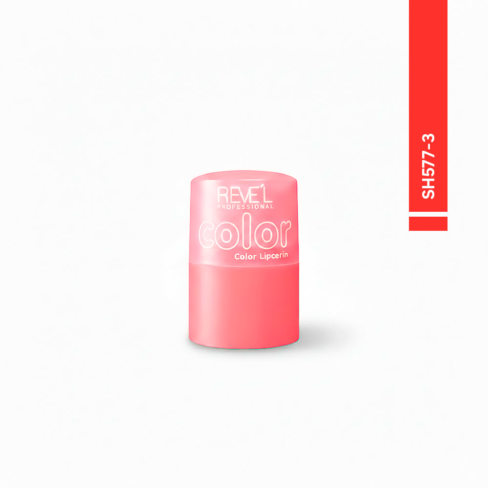 Reve'l Color Lipcerin gloss hidratante tono 3 coral rosado, envase compacto rosa