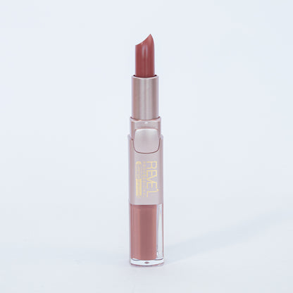 Reve'l labial y lipgloss 2 en 1 matte tono nude rosado en estuche rosa dorado