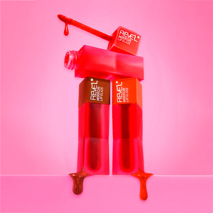 Mirror Lip Glaze Reve'l tinta de labios efecto espejo en tonos rojo y vino con aplicador, textura glossy fluida