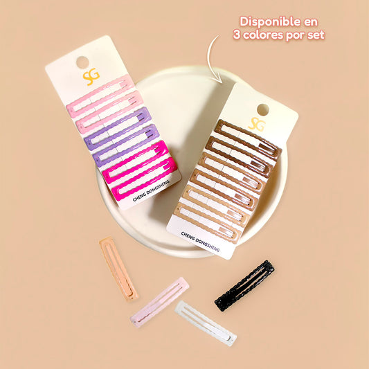 Set de ganchos tic tac rectangulares SG Cheng Dongsheng disponible en 3 colores por set pastel marrones y blanco negro