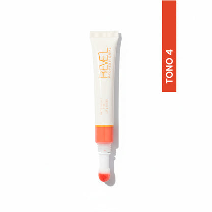 Tint Matte Velvet 2 en 1 para labios y mejillas Reve'l Professional Tono 4 tono naranja coral sobre fondo blanco