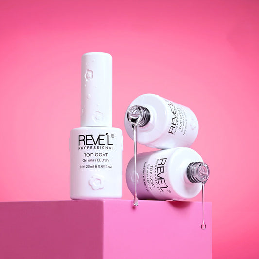 Top coat gel uñas LED/UV Reve'l Professional 20ml brillo duradero acabado profesional